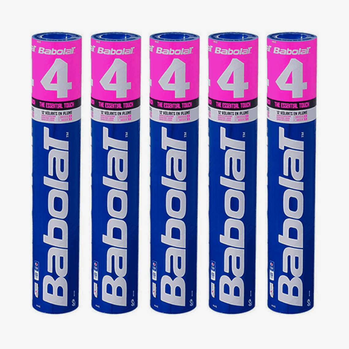 Babolat 4 Badminton Feather Shuttlecock Speed 76 (Pack of 5)