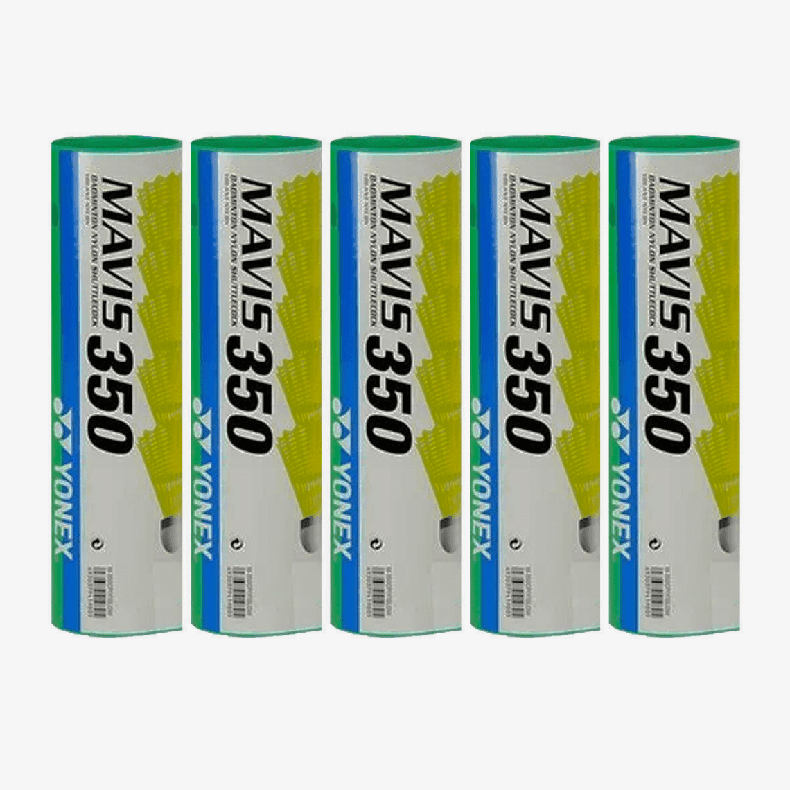 YONEX Mavis 350 Nylon Shuttlecock with Green Cap (Pack of 5)